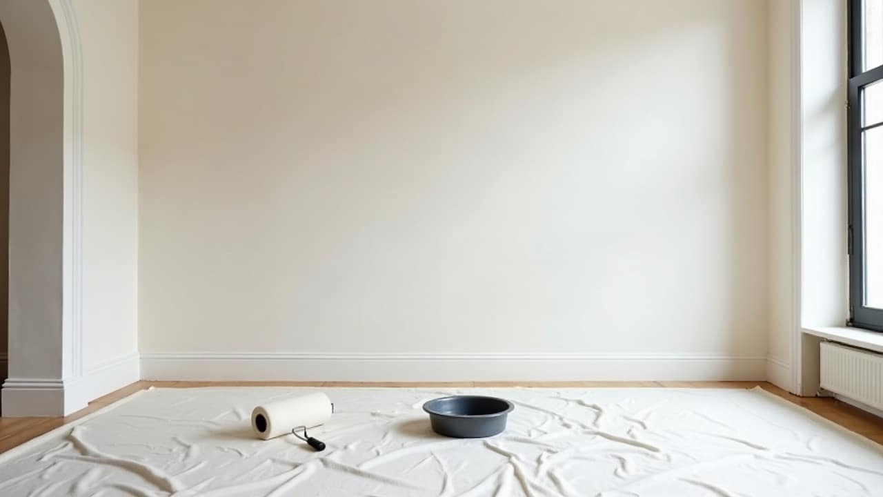Contrôle tactile d'une zone de plafond ayant subi un ancien dégât des eaux, avant décision de préparation